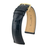 Hirsch Genuine Earl Black Matt Genuine Alligator Leather Watch Band