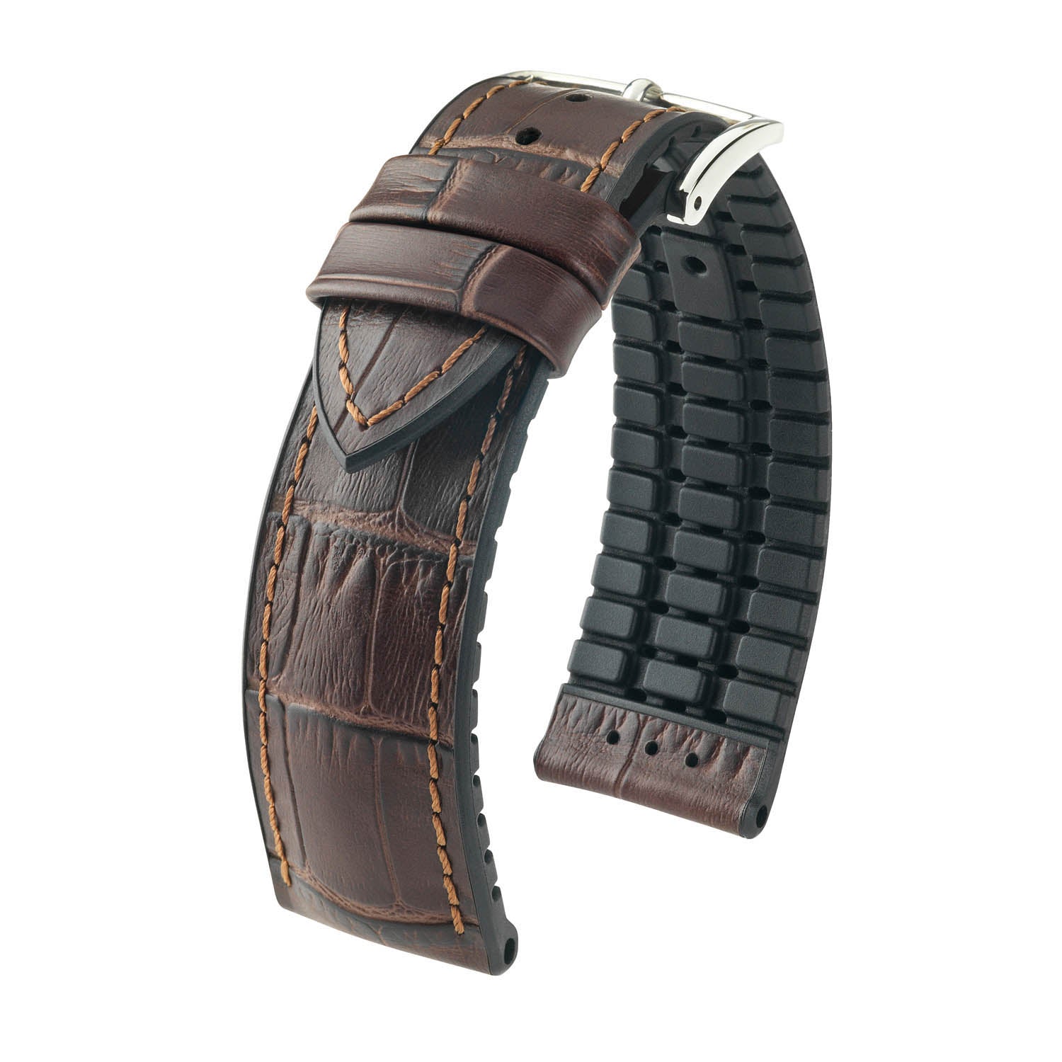Hirsch Paul Brown/Black Alligator Embossed Performance Watch Band