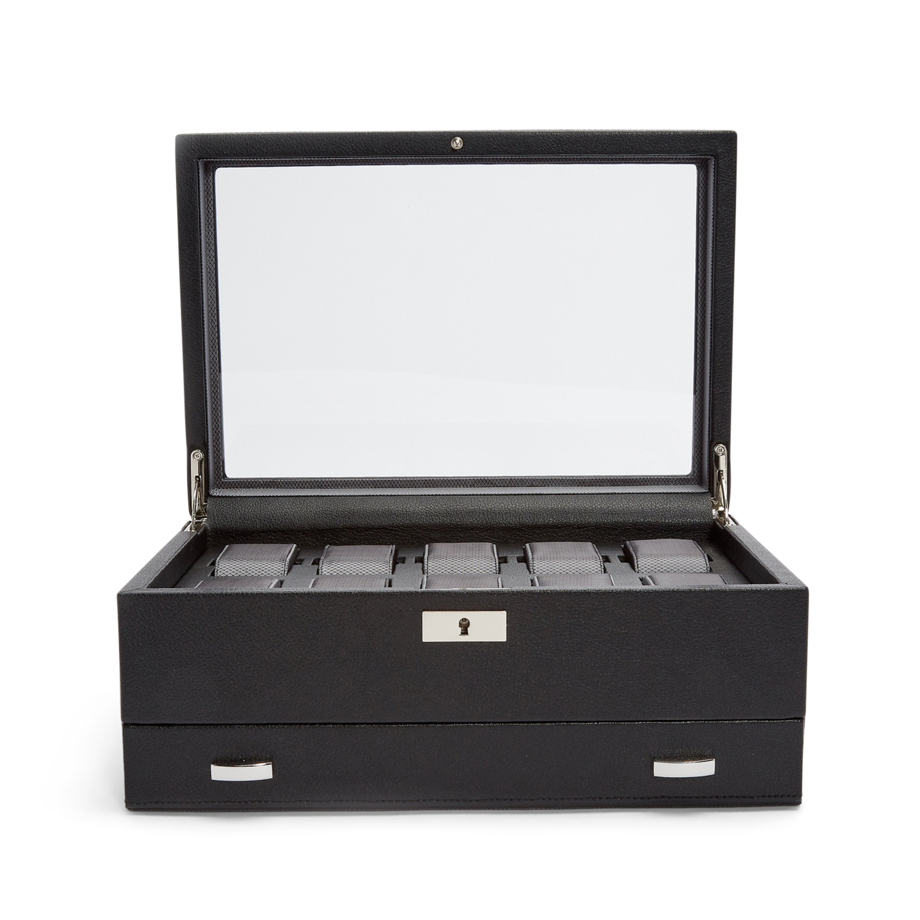 Wolf Viceroy 10 Pc Watch Box With Drawer Black 466202