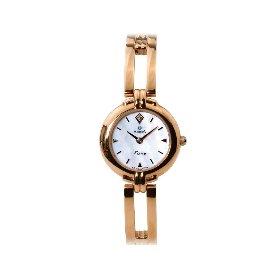 Adina Flaire Ladies Dress Watch R/Gold White NK98 R0XB
