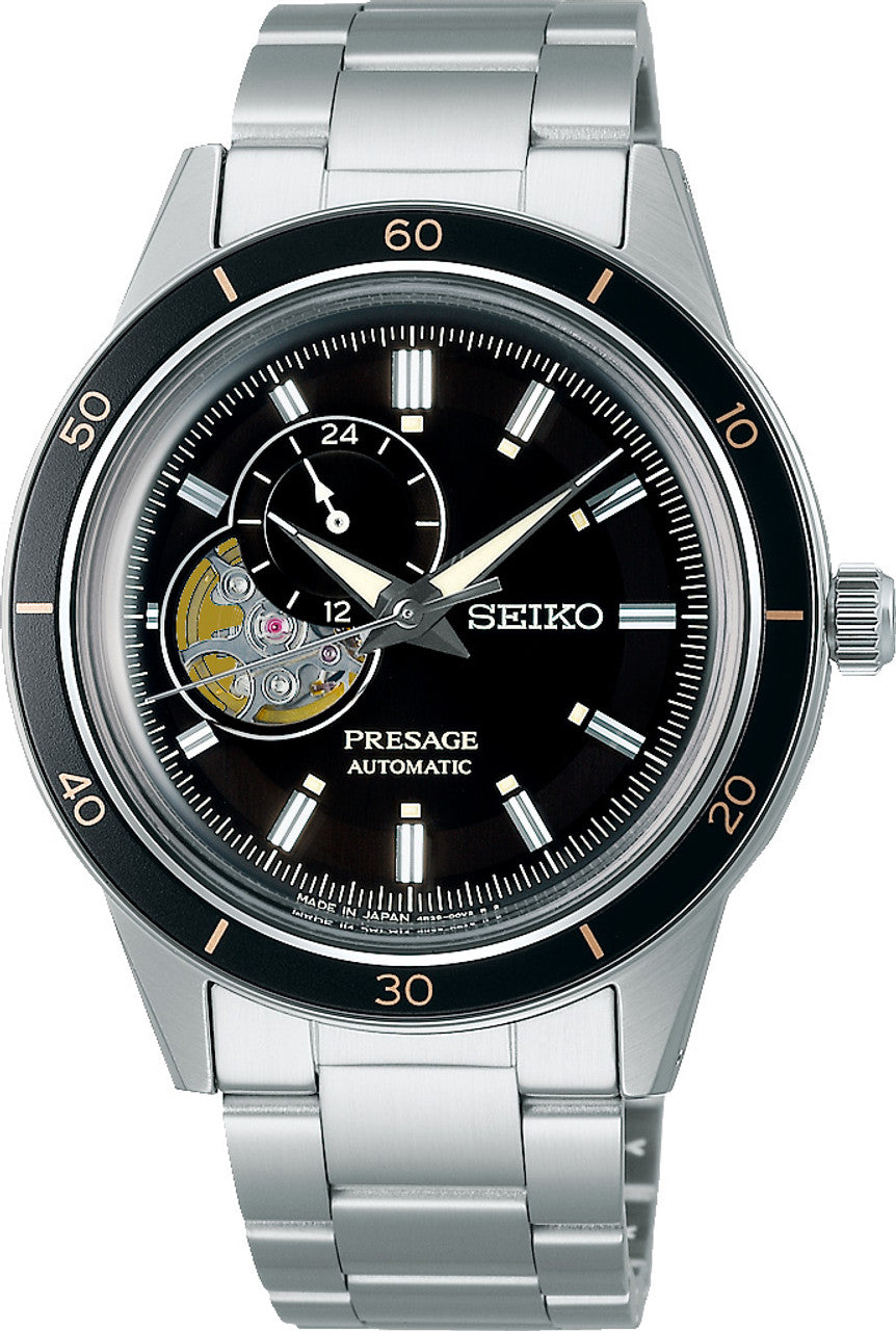 Seiko Presage Mens Auto S/S Black 50m 40.8mm SSA425J