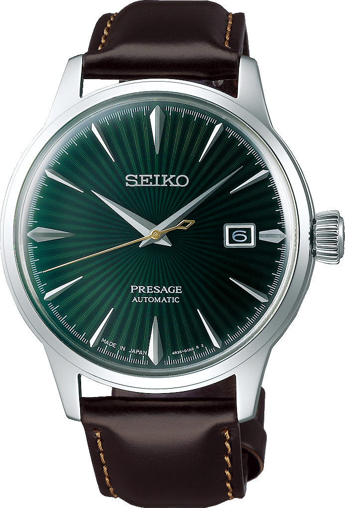 Seiko Presage Mens Auto Silver/Green/Brown 50M 40.5mm SRPD37J