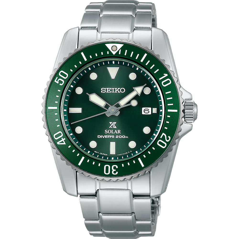 Seiko Prospex Mens Sports Silver/Green D200M 38.5mm SNE583P