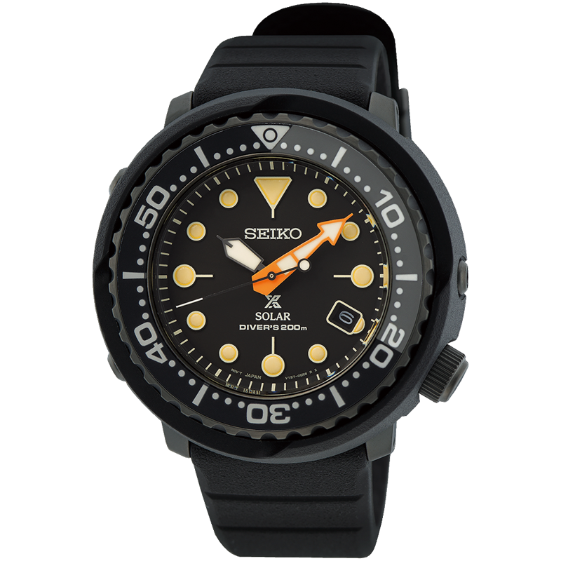 Seiko Prospex Mens Solar Diver L/E Black/Black D200m 46.7mm SNE577P