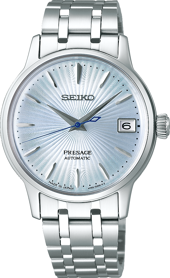 Seiko Presage Mens Auto Silver/Blue 50M 33.8mm SRP841J