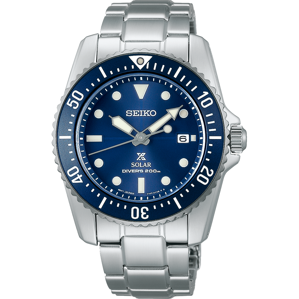 Seiko Prospex Mens Sports Silver/Blue D200M 38.5mm SNE585P