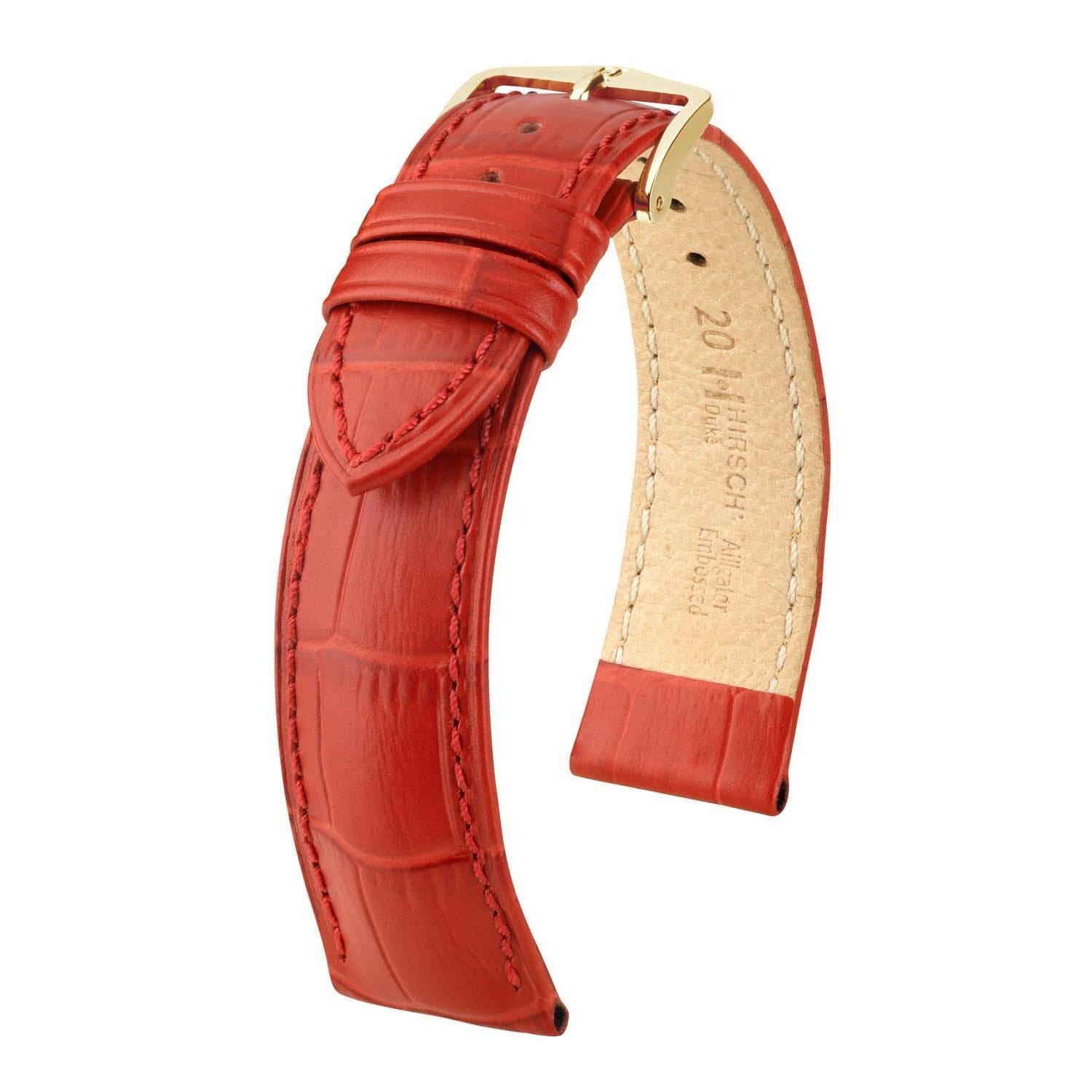 Hirsch Duke Red Alligator Embossed Leather Watch Band