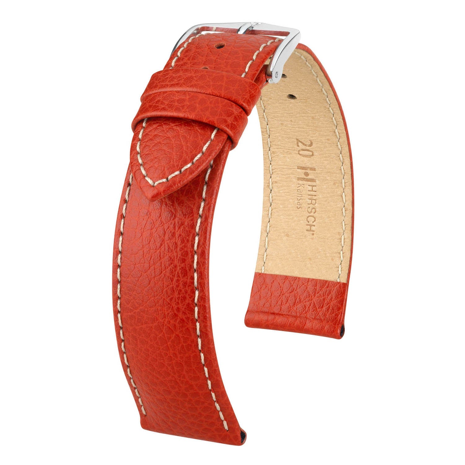 Hirsch Kansas Red Buffalo Embossed Calf Leather Watch Band