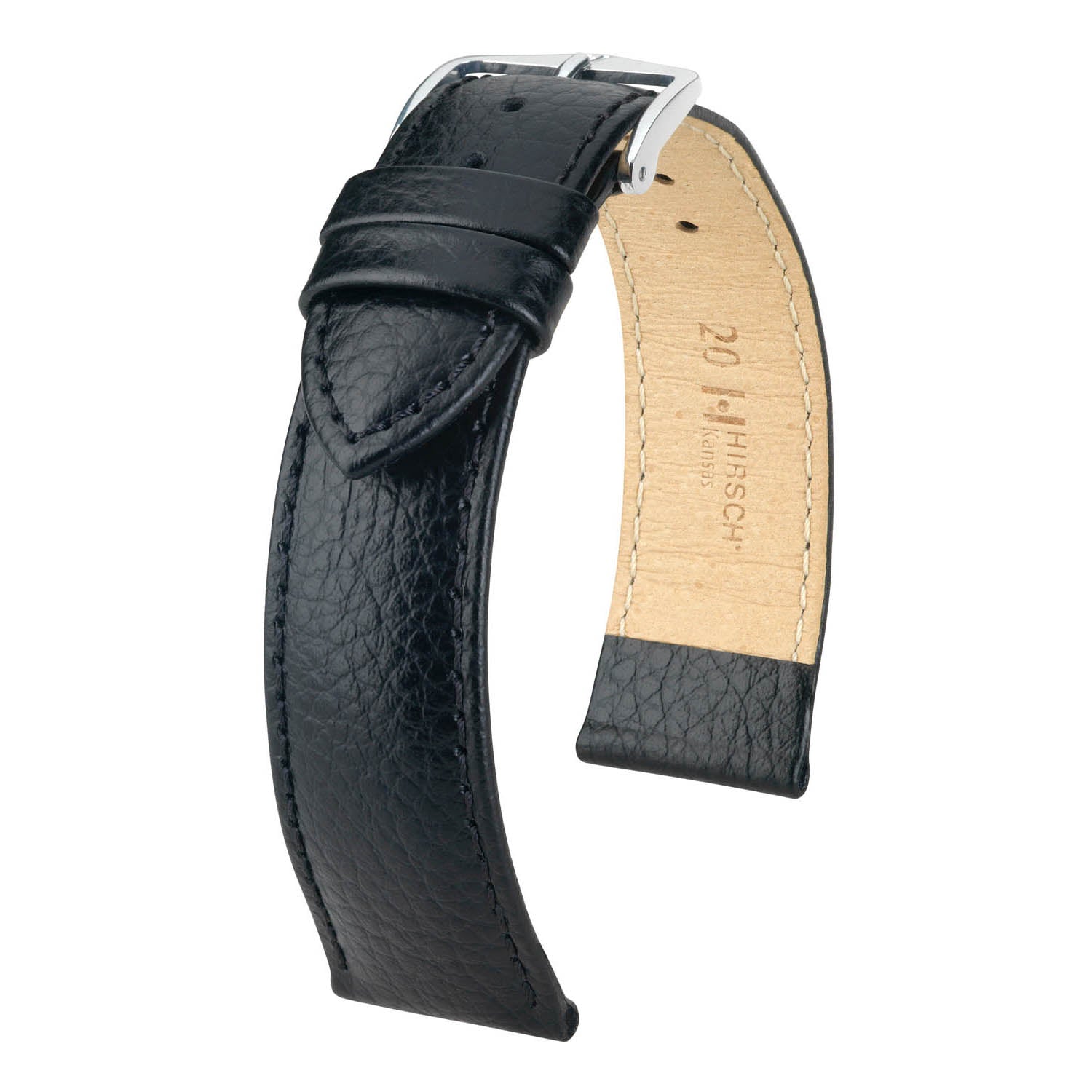 Hirsch Kansas Black Buffalo Embossed Calf Leather Watch Band