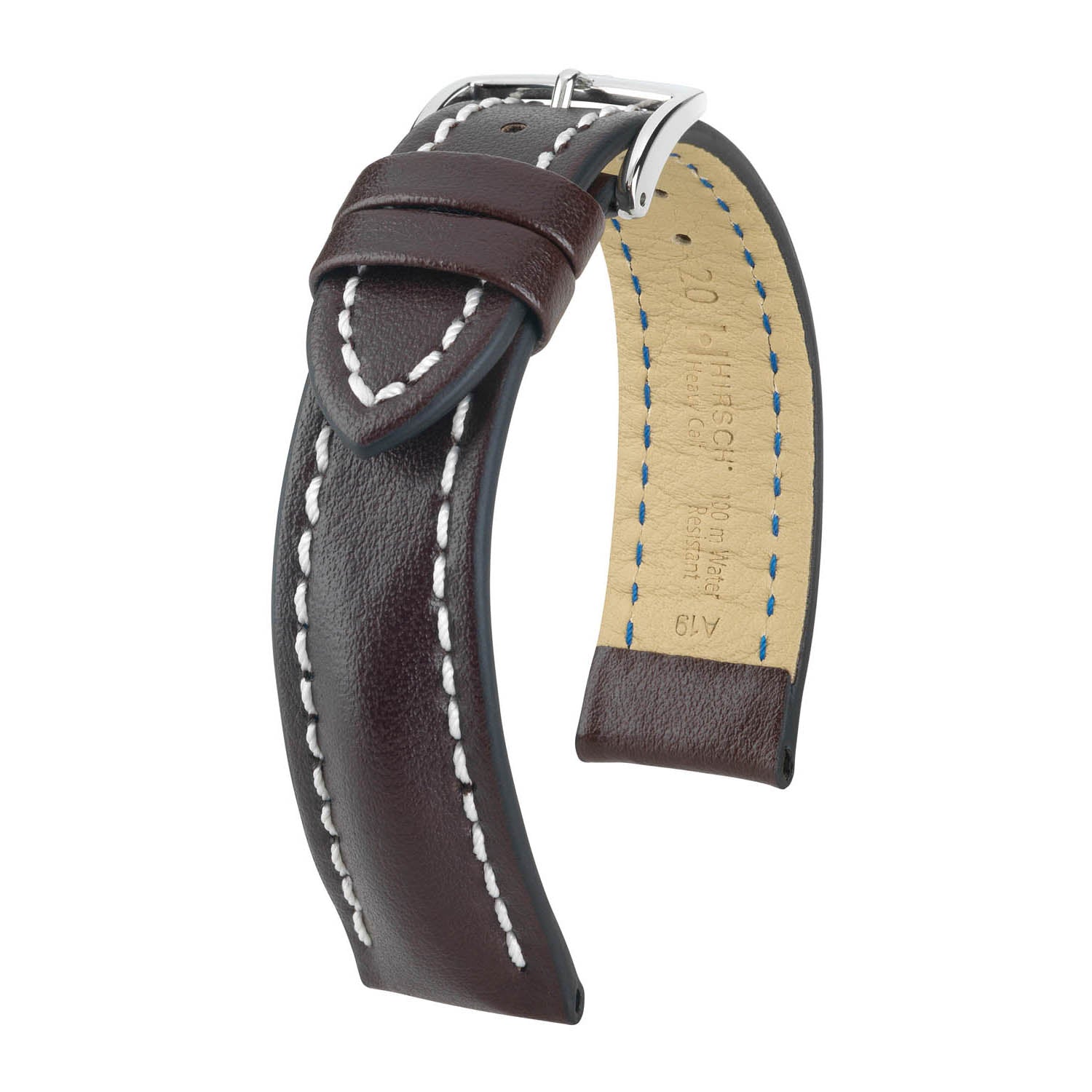 Hirsch Heavy Calf Brown Water-Resistant Calf Leather Watch Band