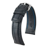 Hirsch Grand Duke Black Water-Resistant Alligator Embossed Sport Watch Band