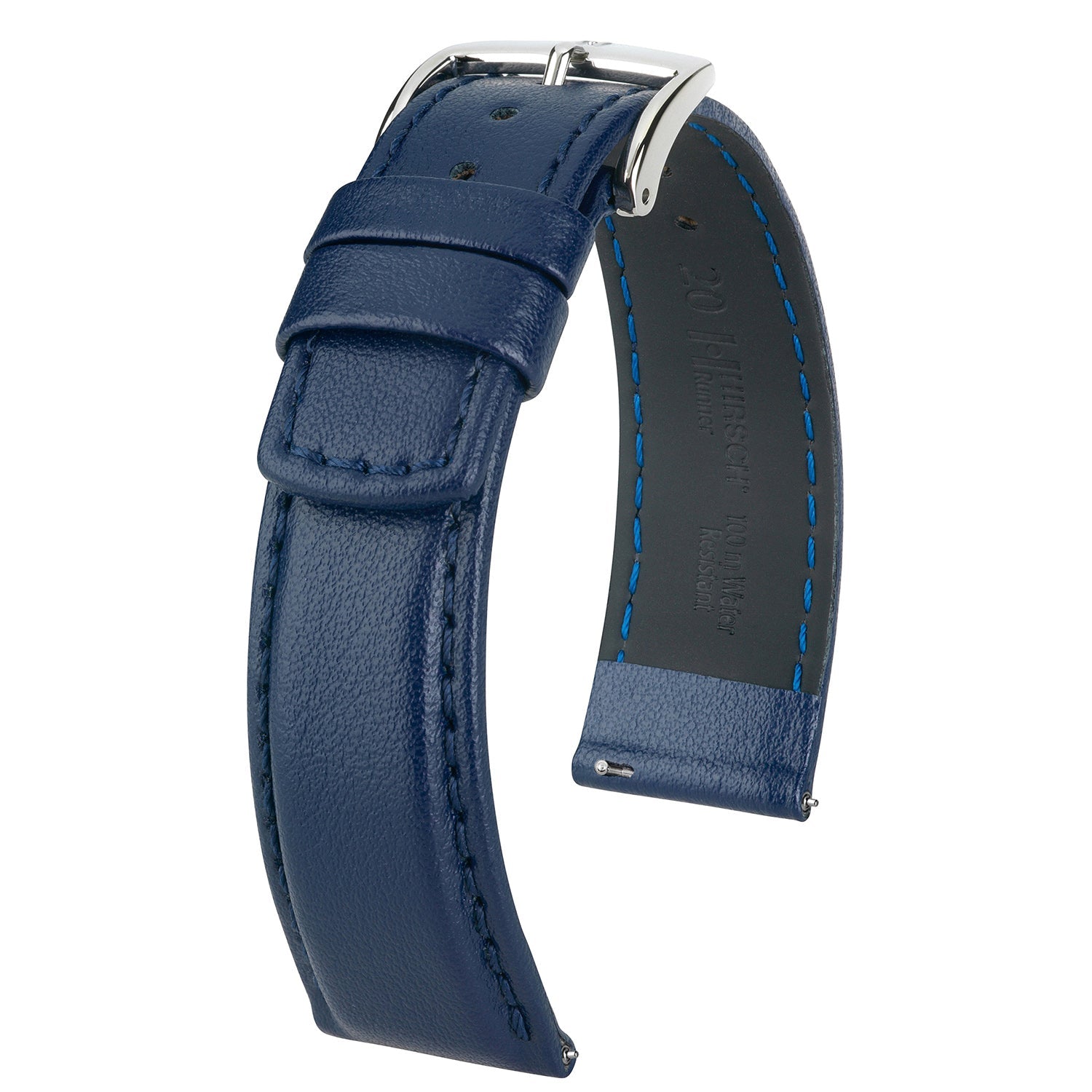 Hirsch Runner Blue Water-Resistant Calf Leather Watch Band