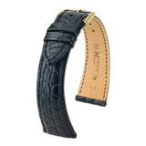 Hirsch Genuine Regent Black Matt Genuine Alligator Leather Watch Band