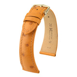 Hirsch Massai Ostrich Golden Brown Leather Watch Band