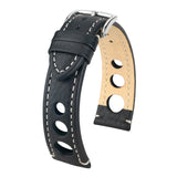 Hirsch Rally Black Natural Leather Watch Band