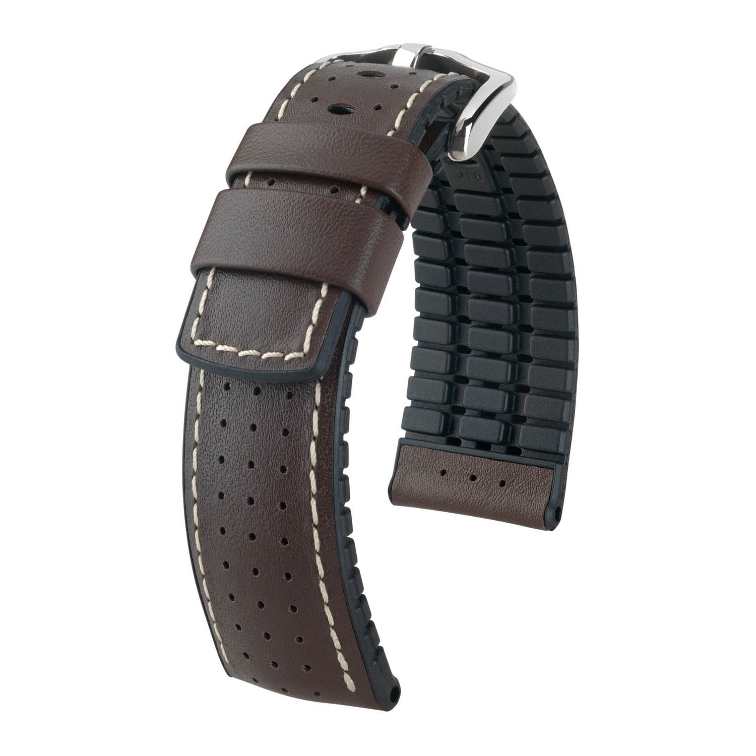 Hirsch Tiger Brown Perforated Leather Watch Band