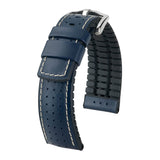 Hirsch Tiger Blue Perforated Leather Watch Band