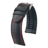 Hirsch George Black With Red Alligator Embossed Performance Watch Band