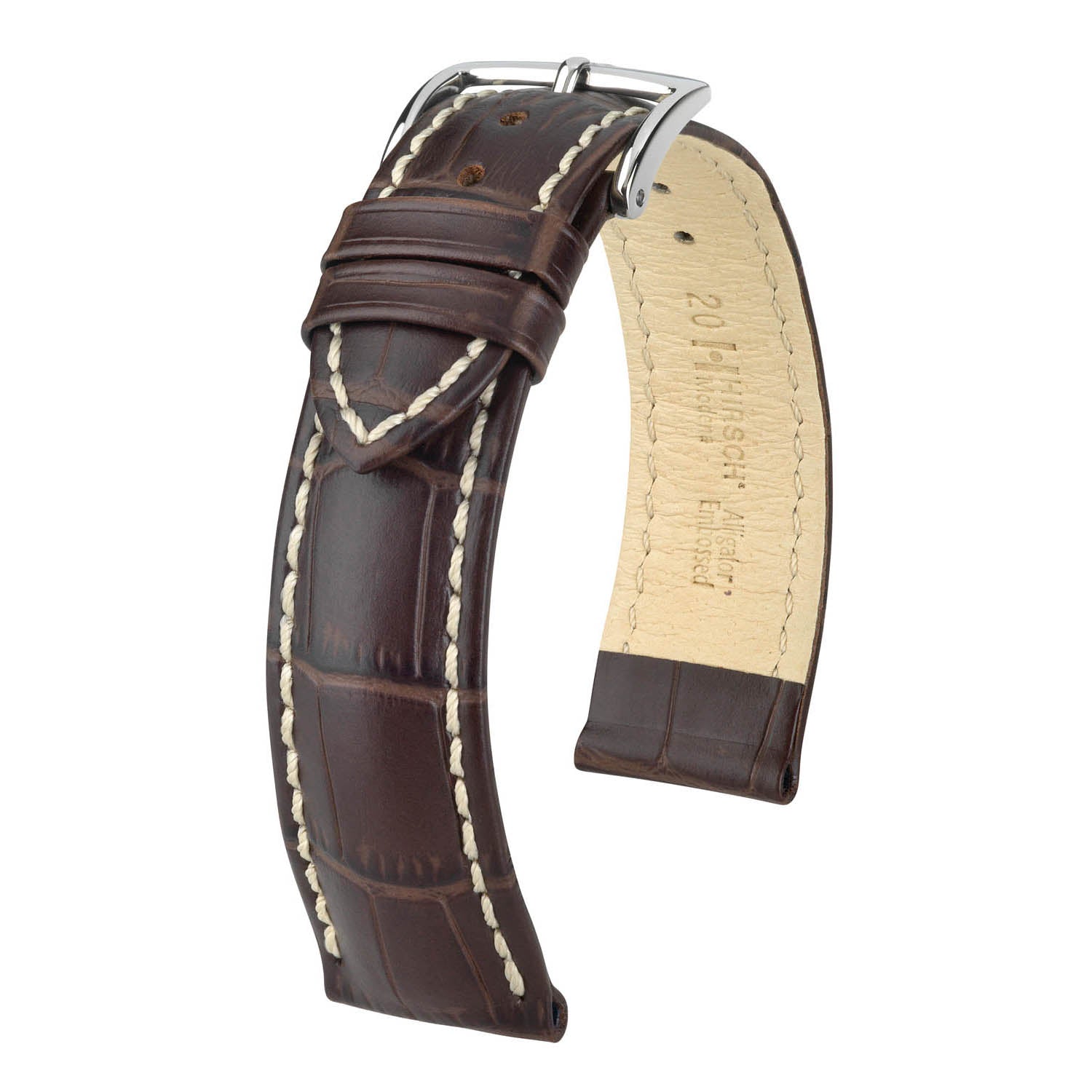 Hirsch Modena Brown Alligator Embossed Leather Watch Band