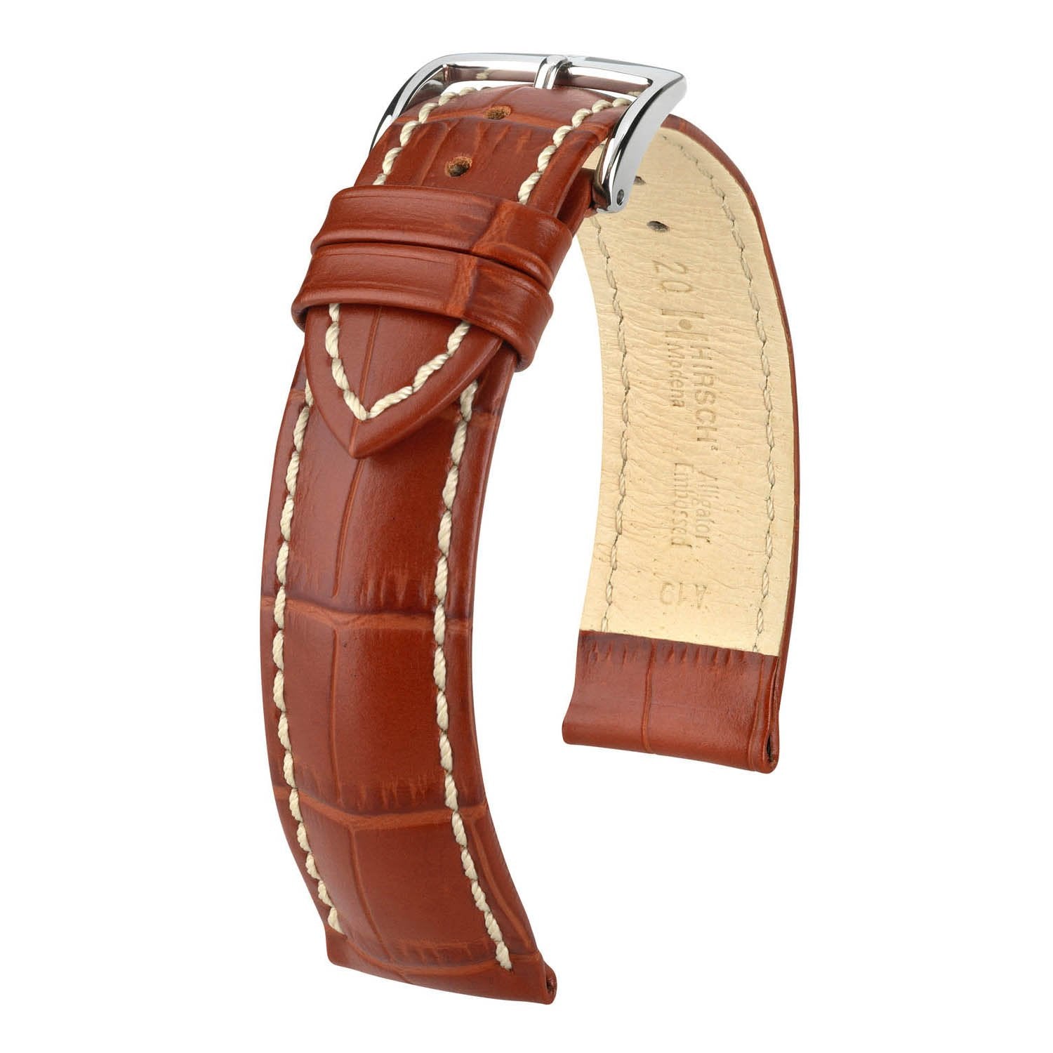 Hirsch Modena Golden Brown Alligator Embossed Leather Watch Band