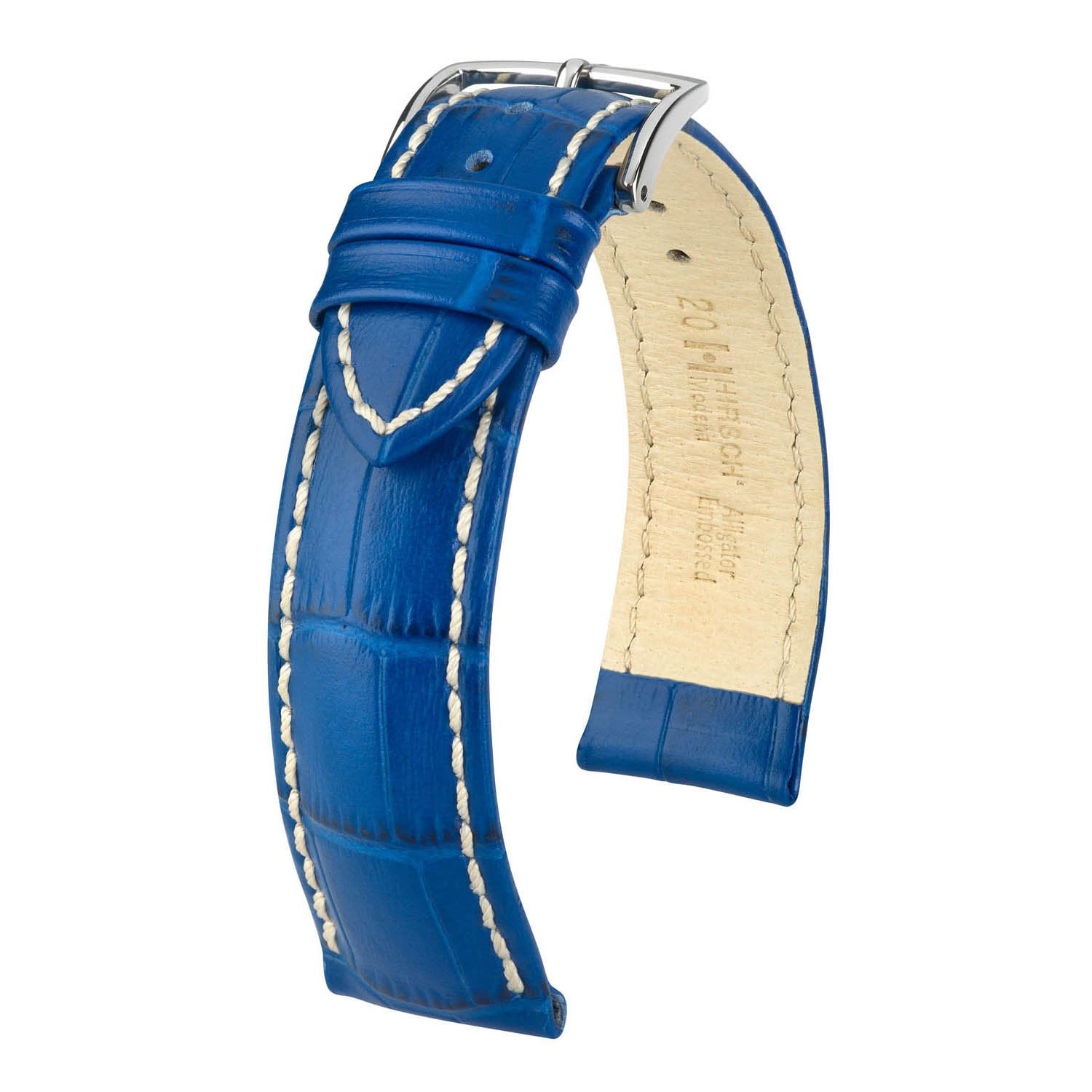 Hirsch Modena Royal Blue Alligator Embossed Leather Watch Band