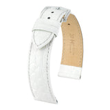 Hirsch Crocograin White Crocodile Embossed Leather Watch Band