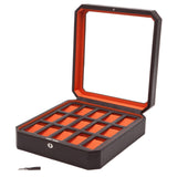 Wolf Windsor 15 Pc Watch Box Brown/Orange