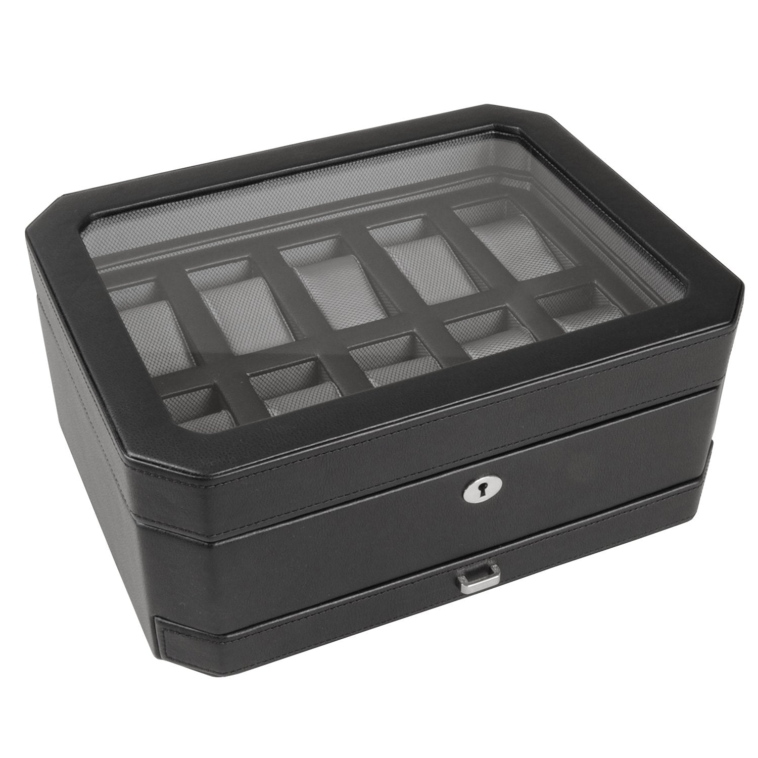 Wolf Windsor 10P Watch Box with Drawer Black