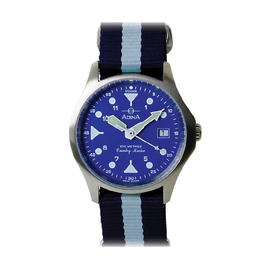 Adina Country Master Gents Work Nato SS Blue 34mm NK60 S6ZXS
